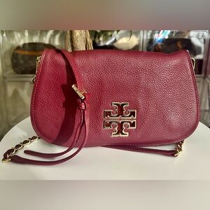 Tory Burch Burgundy Leather Crossbody Bag